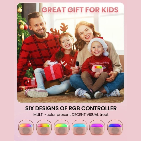 ✨ Aadmd Mini Karaoke Machine with 2 Wireless Microphones - RGB Lighting ✨ - Picture 6 of 7